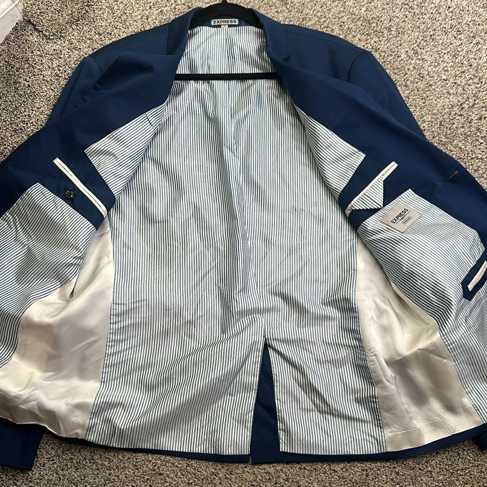 Express men's blue slim fit sport coat blazer size 44R office career - Picture 9 of 11